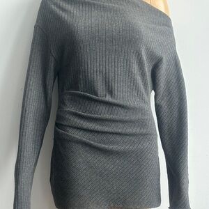 Zara Women Charcoal Grey Off-the-Shoulder Sweater Medium Size